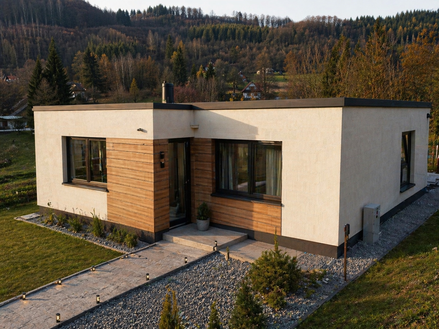 Bungalov s dreveným obkladom
